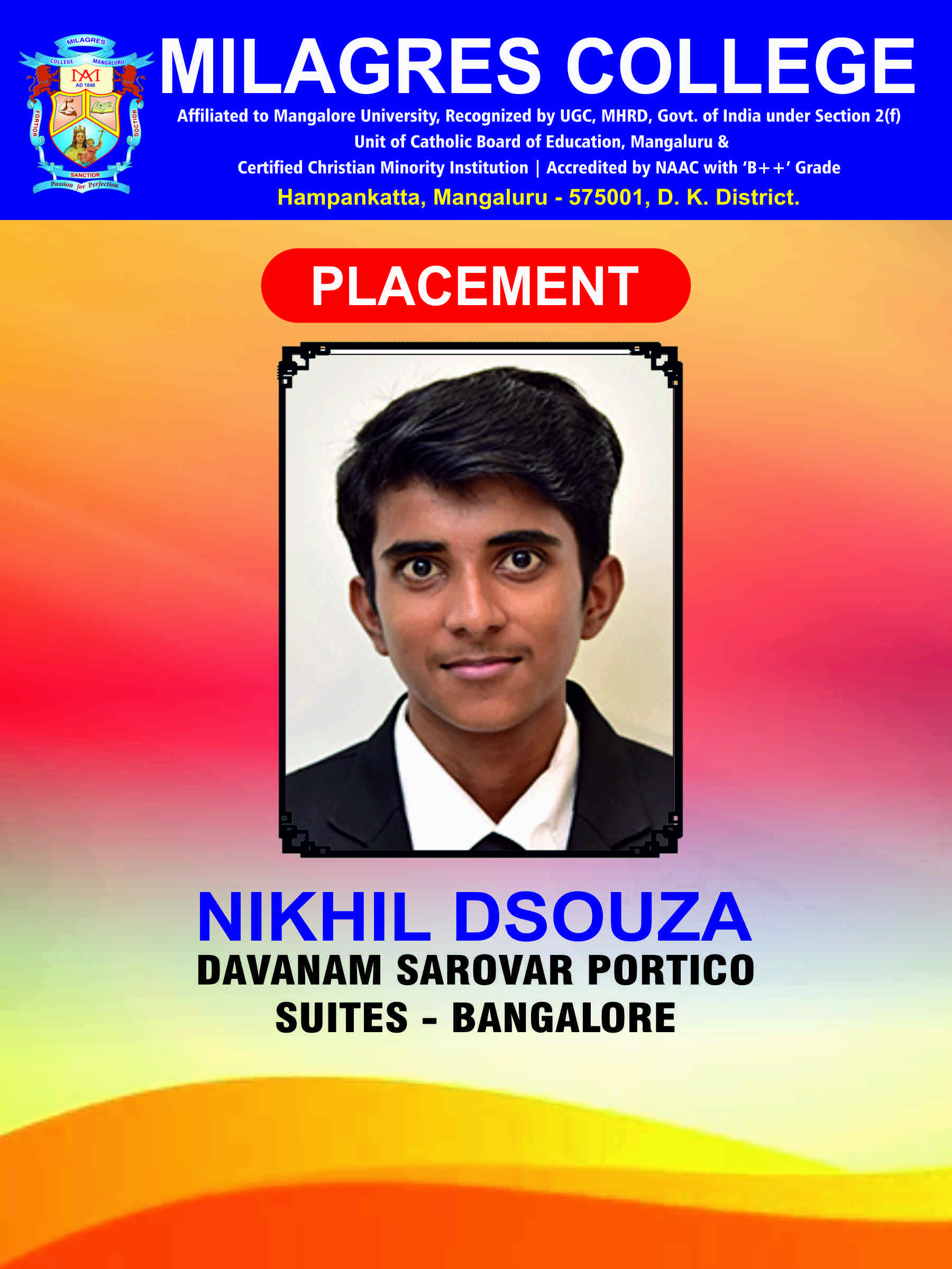 Successfully placed student